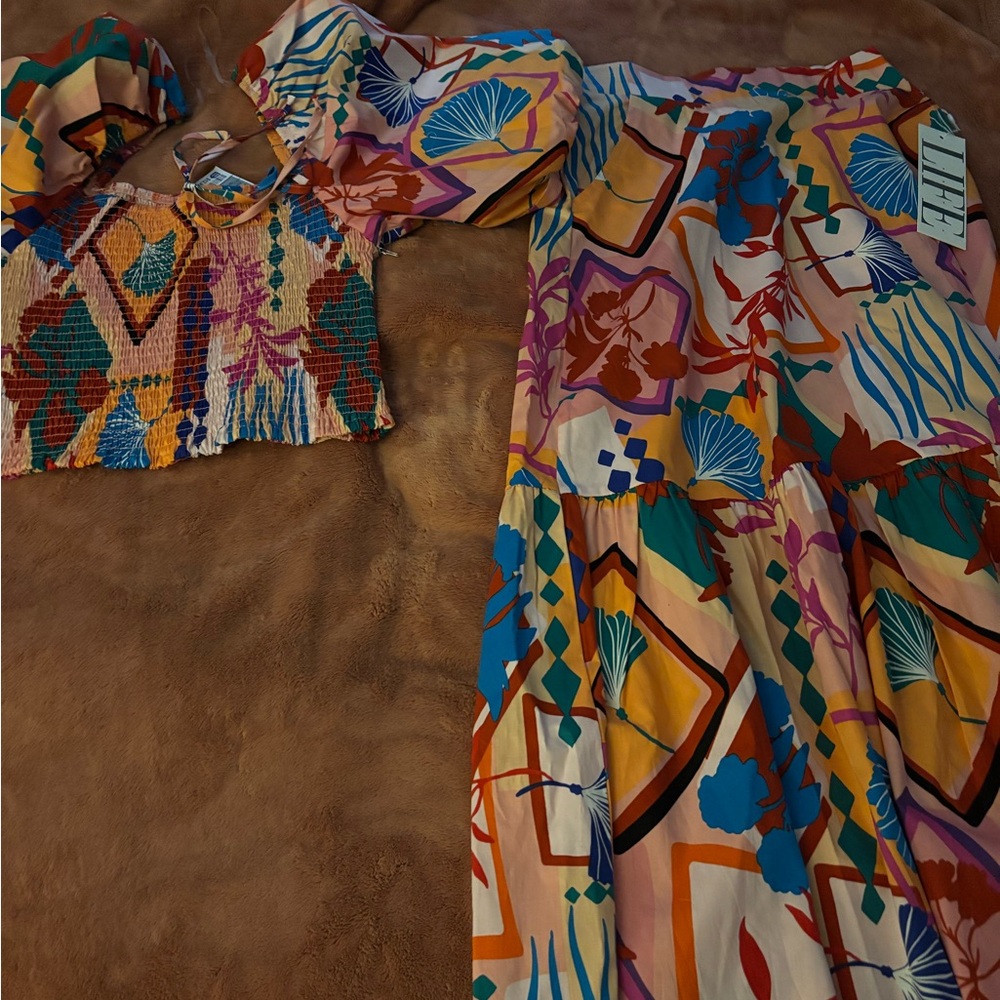 Multicolor Abstract Long Sleeve Dress